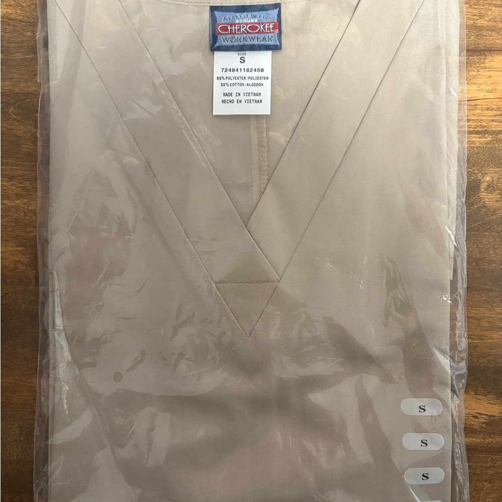 NWT Cherokee Beige Unisex Scrub Top